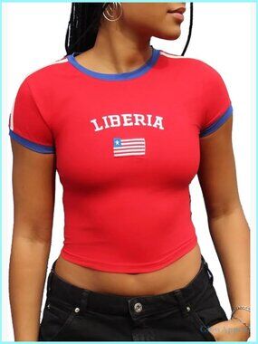 Vintage Y2K Slim Fit Crop Top Short Sleeve Graphic Tee Women's T-Shirt